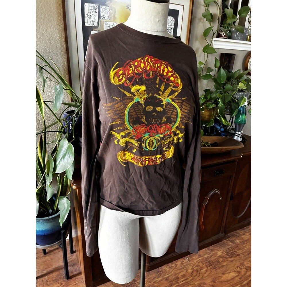 Aerosmith - Aero Force One Premium Long Sleeve T-shirt Brown Trunk LTD Sz Small